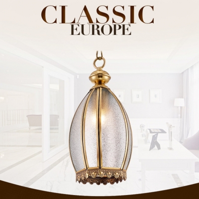 simple fashion european copper led chain pendant light american traditional dining room frosted glass hanging lamp [european-style-7881]