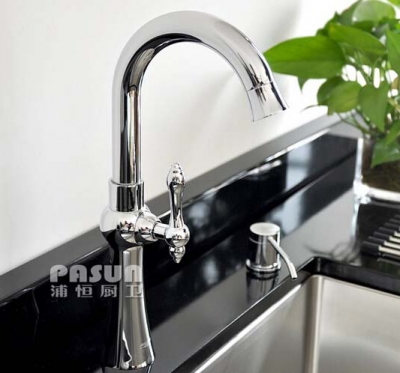 single cold water silver antique brass chromed faucet [kitchen-faucet-4116]