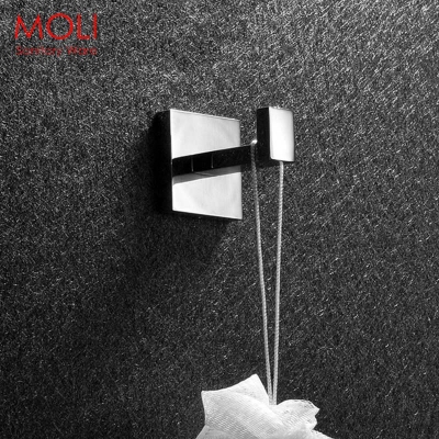 stainless steel bathroom hooks polished robe hook square wall hanger for bathroom accessories [robe-hook-7311]