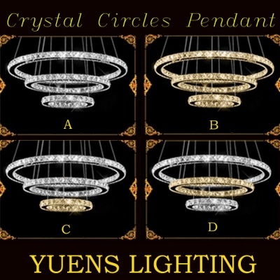 three rings k9 crystalled leds pendant lights dia30+40+50cm ysl-345d