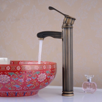 top grade unique deck mount bathroom & kitchen basin faucet antique pattern mixer tap new arrival hj-6502f [antique-bathroom-faucet-456]