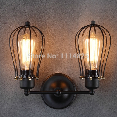 vintage wall light loft industrial country retro iron wall light lamp e27 edison bulbs ac 90-260v