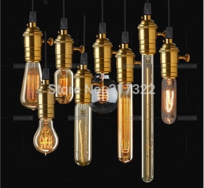 whole set of lamp with 8 single-head brass e27 incandescent bulbs vintage edison pendant light lamp for home lighting lamp [vinatge-droplight-5231]