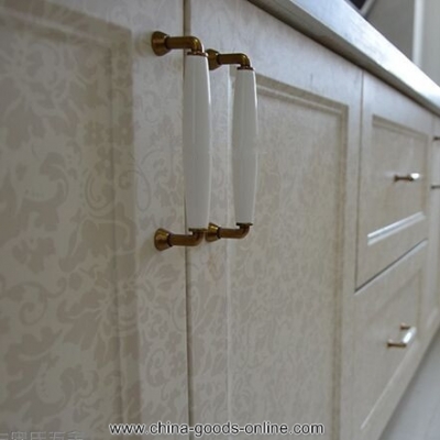 128mm kichen cabinet handle white ceramic cupboard pull bronze zinc alloy drawer dresser wardrobe furniture handles pulls knobs [Door knobs|pulls-925]
