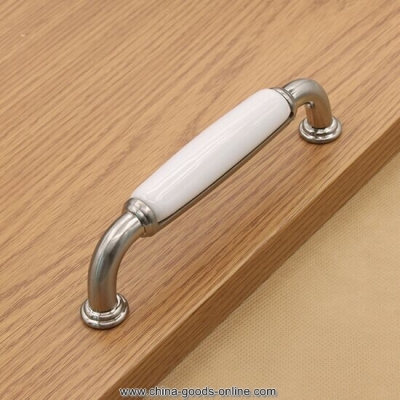 128mm kichen cabinet pull handle ceramic white dresser pull stain silver drawer cupboard wardrobe furniture handles pull knobs
