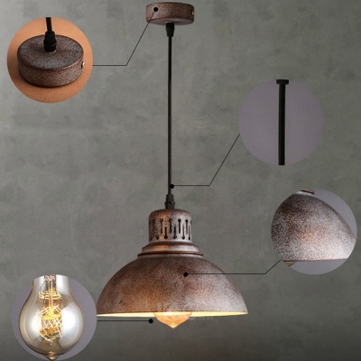 1e27 bulb+retro industrial style pot lid shape lustres loft heavy pendant lamp antique cord pendant light for bar bedroom study [pendant-light-5935]