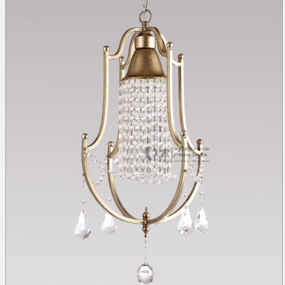 2015 european modern simple led dia33cm h53cm iron golden crystal pendant light french pastoral porch pendant light