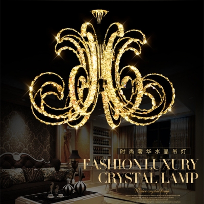 2016 modern fashion luxury hall lustre k9 cristal led pendant light 104w w78cm european led hanging light