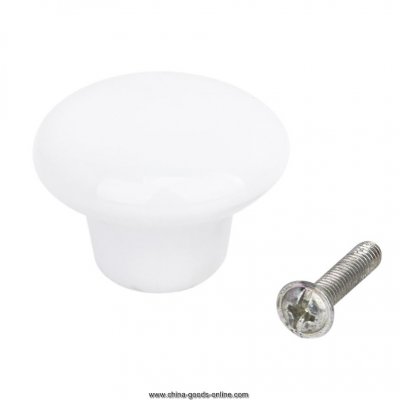 5 x round ceramic cabinet/drawer/bin pull knobs handles---white