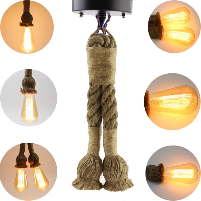 50cm single head/double head vintage rope pendant light lamp loft creative personality industrial for living room ac 90-260v [pendant-light-3535]