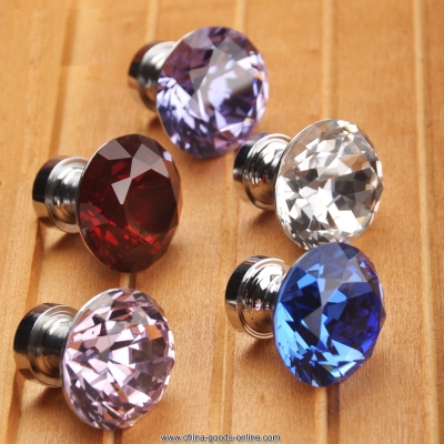 5pcs/lot 30mm k9 diamond shape clear crystal sparkle cabinet cupboard drawer dresser door pull handles knob decorative hardware [Door knobs|pulls-525]