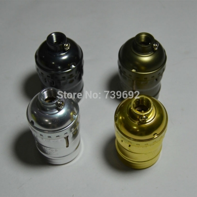 (5pcs/lot) factory price vintage e27 aluminum lamp holder socket without switch brass/gold/silver/black diy lighting fitting [lamp-socket-4393]