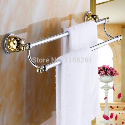 (60cm)dou. towel bar,towel holder,solid brass made,chrome+gold finished,bath products,bathroom accessories 5411