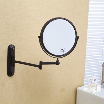 8' black antique finish beauty brass wall mounted bathroom mirror double side 3x1 magnifying makeup mirror 1548
