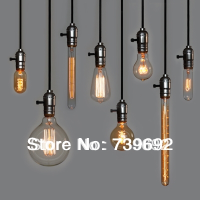 (8pcs/set)american style silk personality vintage loft e27 mini bulb pendant light lamp with edison light bulbs [iron-pendant-lights-4420]