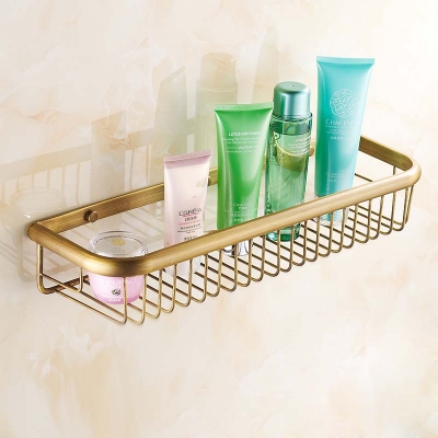 antique brass basket shelf [bathroom-shelves-993]