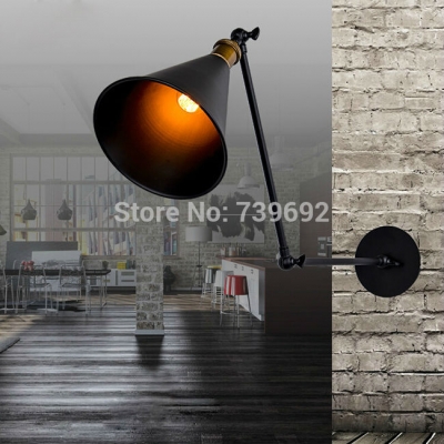 art deco vintage small black umbrella lampshade household adjustable wall lights lamp cafe reading room lamp [iron-wall-lamps-4496]