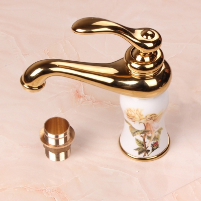 bathroom deck mounted basin vessel sink faucet golden basin mixer taps single handle qx-9007