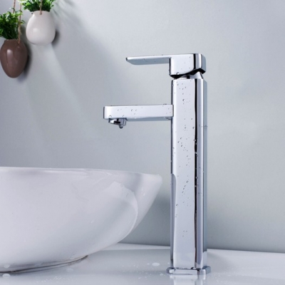 bathroom tall faucet square single handle water taps deck mounted wash basin mixer torneira [chrome-faucet-1809]