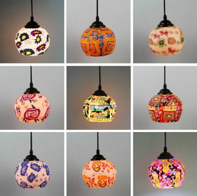ceramic glass pendant light abstract the concept van gogh pendant light flower butterfly pastoral style [characteristic-7066]