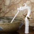 classic dragon faucet white painted double cross handle vessel sink tap deck mounted animal water mixer