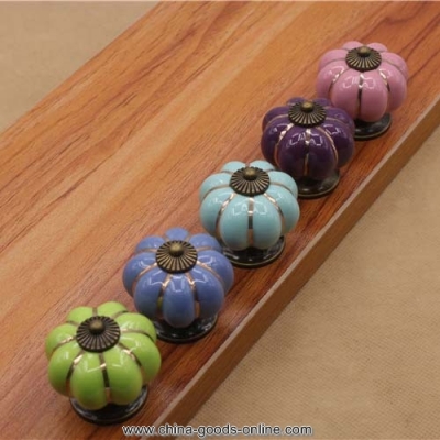 colorful ceramic 40mm drawer handles pumpkin knobs cabinet cupboard handles wardrobe pull handles children furniture knob [Door knobs|pulls-964]