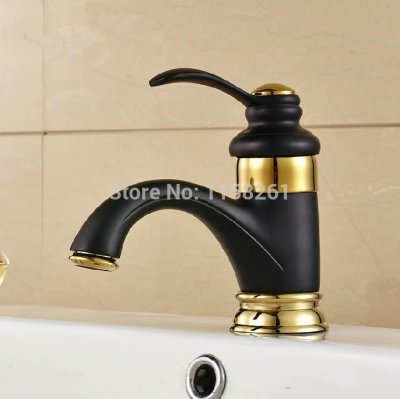 ! contemporary concise bathroom faucet black plate surface brass basin sink faucet single handle hj-6636h