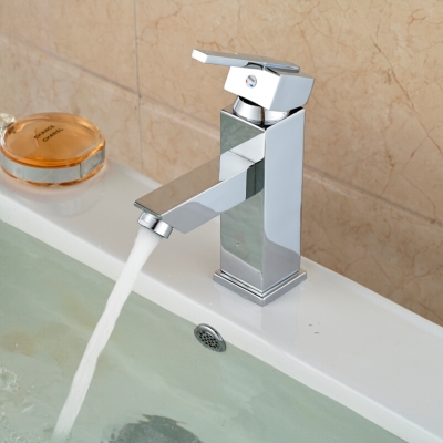 deck mount single handle basin faucet chrome brass mixer taps and cold water w/ one hole