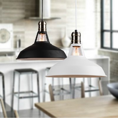 dia*31cm american industrial loft vintage pendant lights iron for dining room black/white painted e27 edison bulb home lamp [loft-pendant-light-7684]