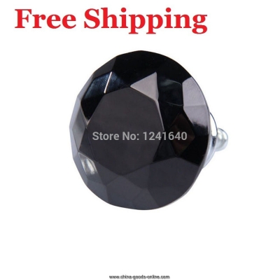 # diamond shape crystal glass drawer cabinet cupboard pull handle knob black ems ups [Door knobs|pulls-347]