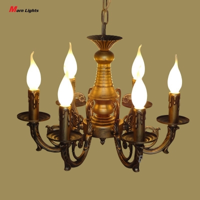 fashion vintage bronze candle iron lamp chandelier light modern chandelier iron rustic american style