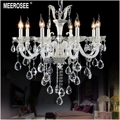 indoor lighting crystal featured chandelier lamp white glass light fixture candle chandeliers pendelleuchte with 8 lights md8340 [crystal-chandelier-glass-2150]