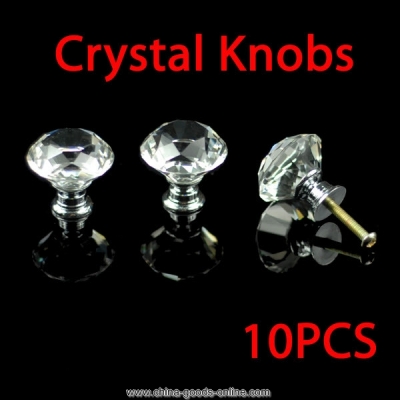 k9 diamond cabinet crystal knobs door handles zinc alloy base (clear crystal diamond) 30mm 10pcs/lot
