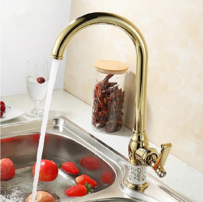 kitchen faucet golden copper for cold and water tap sink faucet vegetable washing basin 360 degree rotating faucet se-m08 [golden-kitchen-faucet-3602]