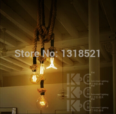 loft vintage lamp hemp rope pendant lights europe style e27 hand knitted lamps for loft bar coffee restaurant