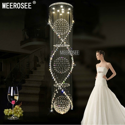 long spiral crystal chandelier light fixture for lobby, staircase round lustre, stairs, foyer large crystal stair lighting [top-selling-products-8246]