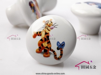 lovely tigger cartoon cute handle animals door cabinet drawer ceramic knob pulls mbs048-2