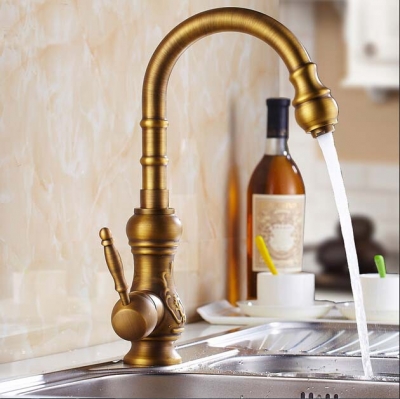 luxury vintage style bathroom basin mixer antique brass swivel spout tap faucet single hole torneira banheiro