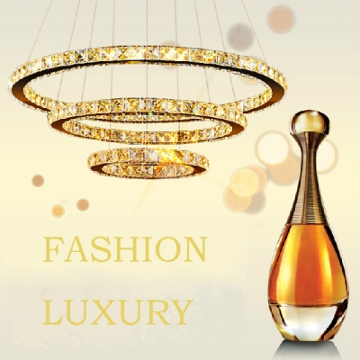 modern european amber colour three diamond rings crystal led kitchen chandelier pendant lamp ysl-468 [modern-lights-1227]