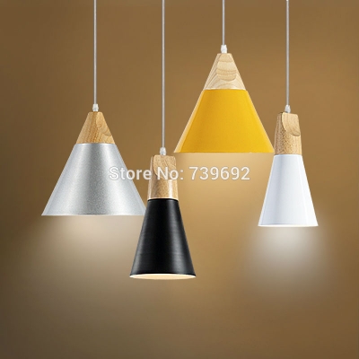 modern led aluminum pendant lights funnel design slope lamps for restaurant bar coffee dining room hanging fixture 1*e27/e26 [aluminum-pendant-lights-4399]