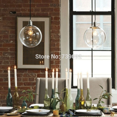 modern minimalist fashion creative personality transparent spherical glass pendant light restaurant bedroom ball lamps
