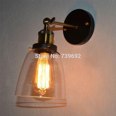 modern vintage brief vintage wall lamp american style glass style bedside retro iron glass wall lamp 1*e27 [glass-wall-lamps-4783]