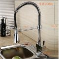 new deck mounted spring polished chrome brass kitchen faucet sink mixer tap