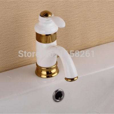 newly grilled white paint ceramic golden polished faucets bathroom basin sink mixer tap noble gorgeous hj-6636w