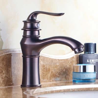 oil rubbed bronze finish bathroom short vessel sink basin mixer tap faucet deck mounted single handle r1618c [oil-rubbed-bathroom-faucet-6649]