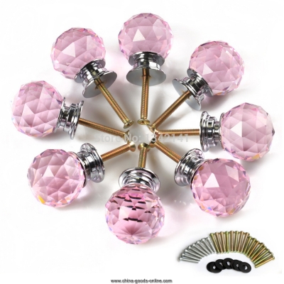 pink 30mm diamond shape crystal furniture handles cabinet knobs drawer pull handle diy include screw [Door knobs|pulls-2706]