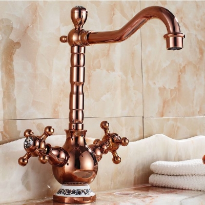 rose gold finish kitchen/bathroom faucets kitchen tap basin faucets single hole and handle cold faucet 2021e [golden-bathroom-faucet-3404]