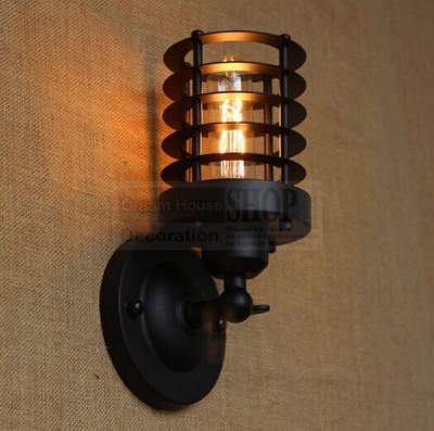 sample order vintage industrial lighting wall lights e27 country small black metal lamps edison light fixtures