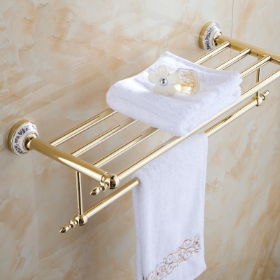 selling luxury blue&white porcelain bathroom accesseries golden finish bath towel shelves towel racks towel bar st-3390 [towel-racks-8411]