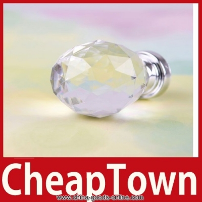 [town] 1pcs 30mm crystal cupboard drawer cabinet knob diamond shape pull handle #06 save up to 50%